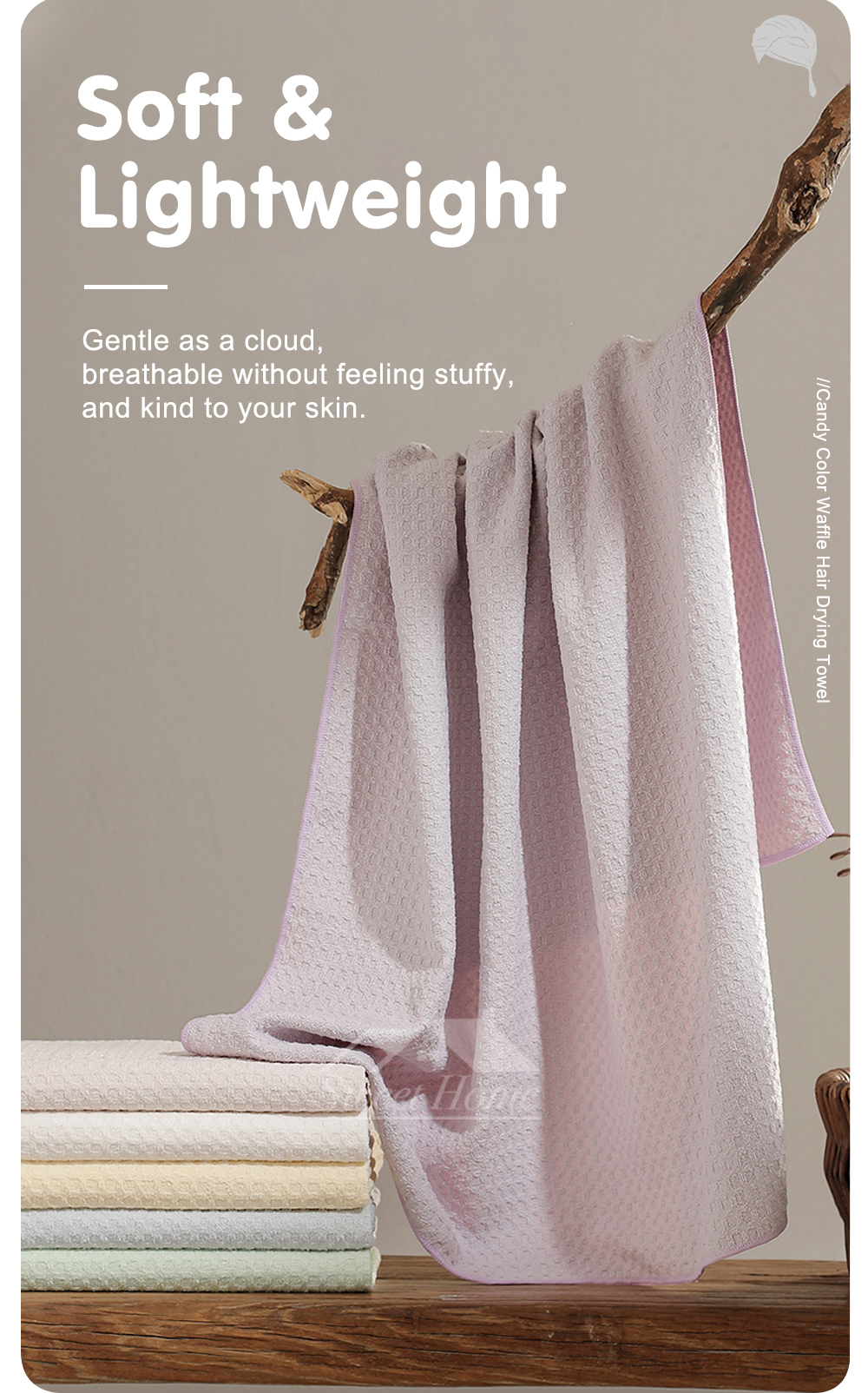 Candy Color Waffle Hair Drying Towel-5